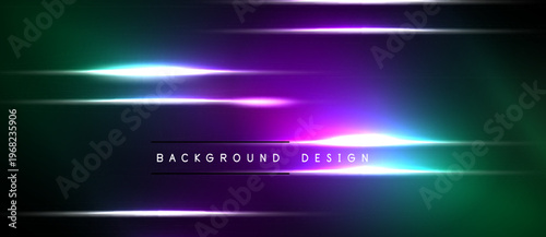 Abstract neon lines over dark background. Vibrant colors create futuristic visual effect. Minimalist design for digital projects.