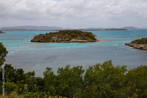 Coast at the Atlantic ocean on Antigua island, Caribbean.