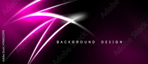 Abstract pink lines over black background. Bright glow creates dynamic visual effect. Modern design element for digital projects.