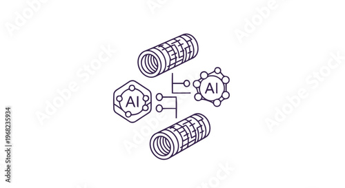 Aluminum Nanotube and Molecule Structure Illustration on White.