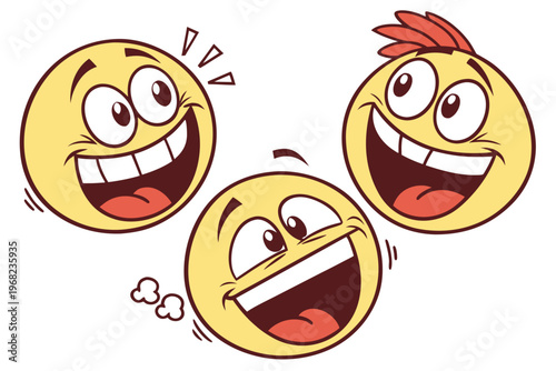 Cartoon Emoji Emoticon Funny Face Expression Set Vector Illustration Isolated on White
