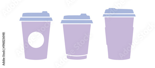 Collection of simple paper cup icons for hot drinks.