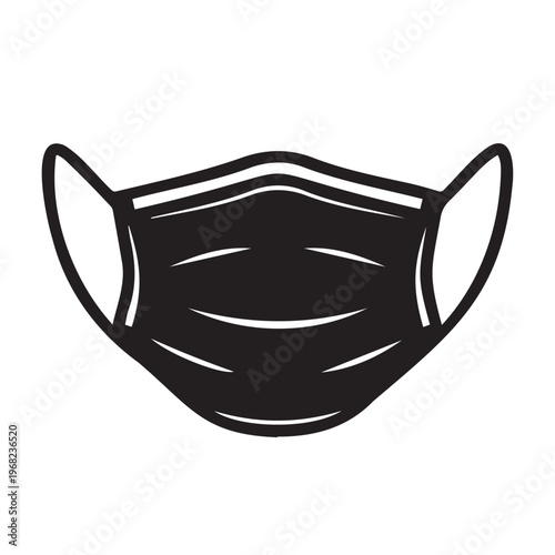 A black and white drawing of a face mask Vector