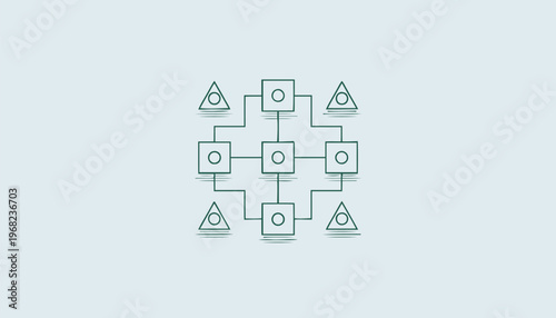 Abstract Network of Connected Shapes in a Geometric Pattern.