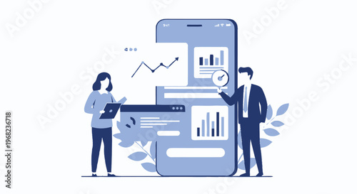 Business Analytics App Interface with Data Charts and Analysis.