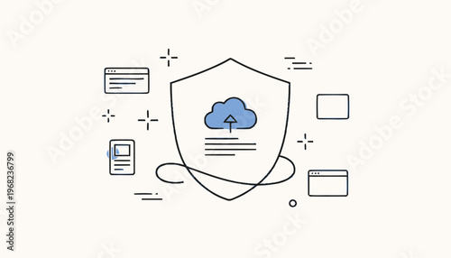 Cloud Security Shield Icon Design.