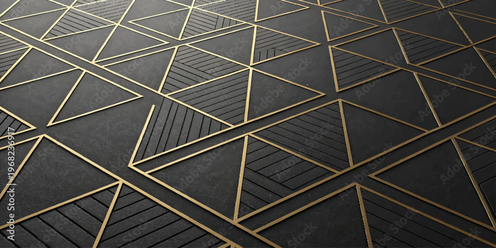 Obraz premium Luxury Black Background with Gold Geometric Lines Pattern Modern Premium Abstract Design