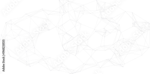 Gray plexus network with interconnected dots and thin lines forming a central cluster digital mesh on a white background