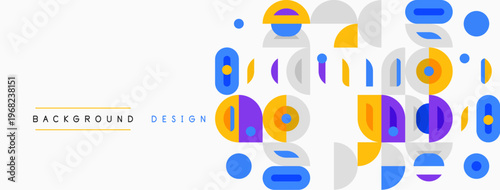 Abstract geometric shapes, blue, yellow, gray. Minimalist design, clean lines, modern aesthetic. Background texture for projects.