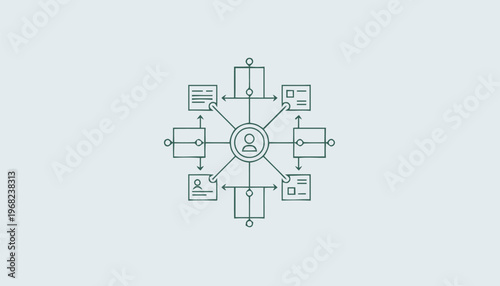 Centralized Person with Surrounding Information Nodes Concept Illustration.