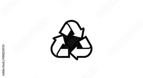 Black and White Recyling Symbol Isolated on White Background.