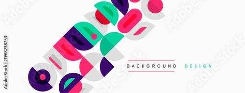 Abstract colorful shapes overlap, creating dynamic background. Modern design elements suggest creativity, energy, visual appeal.