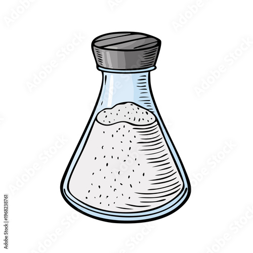 Classic Salt Shaker Filled with White Granulated Salt and Metal Cap