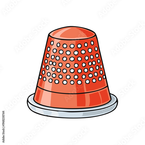 Bright Orange Sewing Thimble With White Dots For Finger Protection