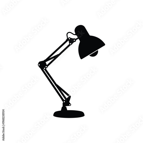 Black desk lamp with adjustable arm and shade on white background black lamp shade