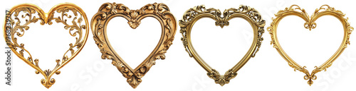 Φωτογραφία Elegant collection of ornate gold heart-shaped frames with intricate detailing