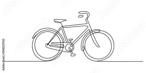 Minimalist One Line Drawing of a Bicycle