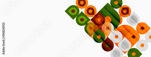 Abstract geometric shapes, vibrant colors, modern design. Rectangles, circles create dynamic composition. Minimalist aesthetic.