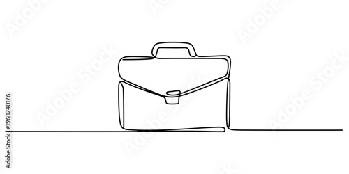 Minimalist One-Line Drawing of a Business Briefcase