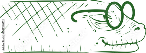 A funny vector illustration of a snake wearing glasses, featuring a playful cartoon style, bright colors, and a quirky personality, creating a charming and humorous character suitable for mascots, sti