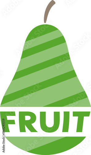 Minimal green pear vector icon with clean lines and simple flat design, representing fresh fruit and healthy food, ideal for apps, branding, packaging, and modern graphic interfaces design