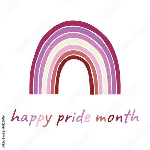 Colorful rainbow shape Lesbian pride flag Happy pride day LGBTQIA community Pride Month Vector hand drawn doodle for posters, stickers, logo, cards