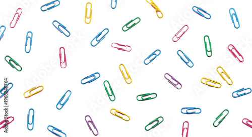 Colorful Paper Clip Seamless Pattern Vector Illustration with Office Stationery Background, Repeating Paperclip Texture for School and Office Design