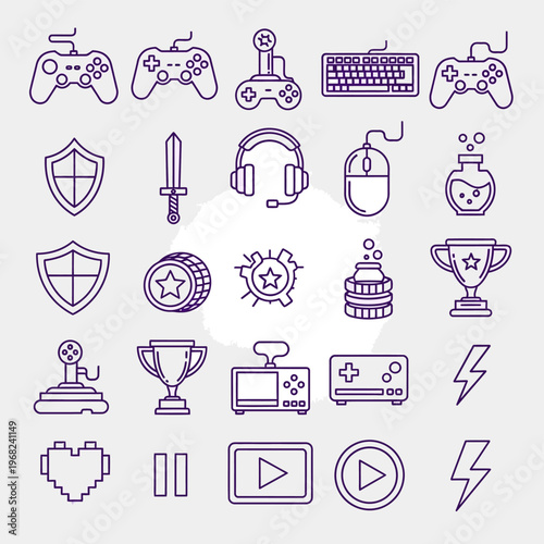 Collection of Gaming Icons and Symbols.