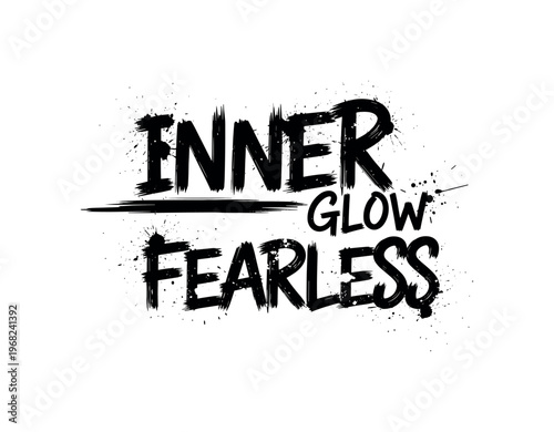 Inner Glow Fearless. lettering and all elements in black. Vector style. AWhite background. Pure white background. Perfect isolation and visual consistency.