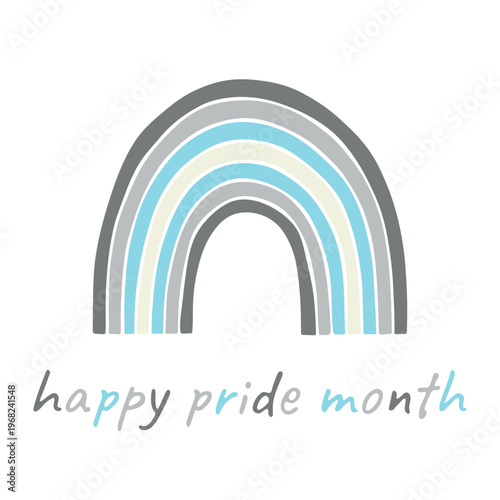 Colorful rainbow shape Demiboy pride flag Happy pride day LGBTQIA community Pride Month Vector hand drawn doodle for posters, stickers, logo, cards