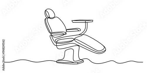 Minimalist One Line Drawing of a Dental Chair