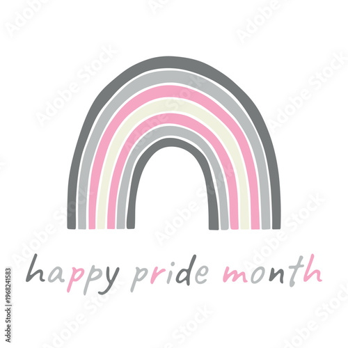 Colorful rainbow shape Demigirl pride flag Happy pride day LGBTQIA community Pride Month Vector hand drawn doodle for posters, stickers, logo, cards