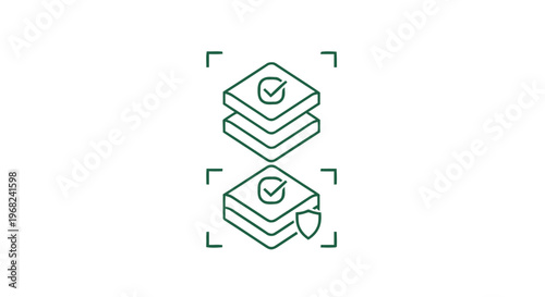 Checkmark Symbols on Stacked Cubes Representing Data Security and Protection.