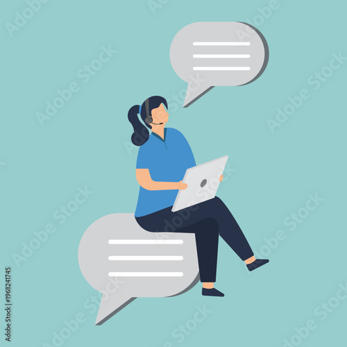 Dialogue Dynamics: A visual portrayal of a customer service representative, engrossed in a digital interaction. A modern interpretation of customer support.