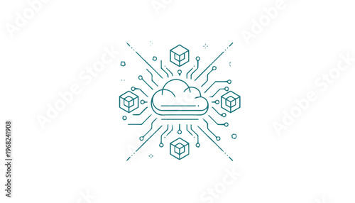 Cloud Computing Network System Icon.