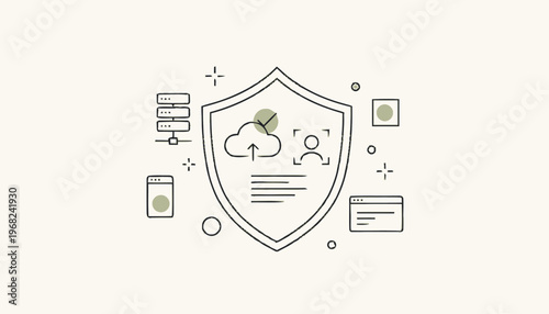 Cloud Security Shield Icon for Data Protection and Privacy.