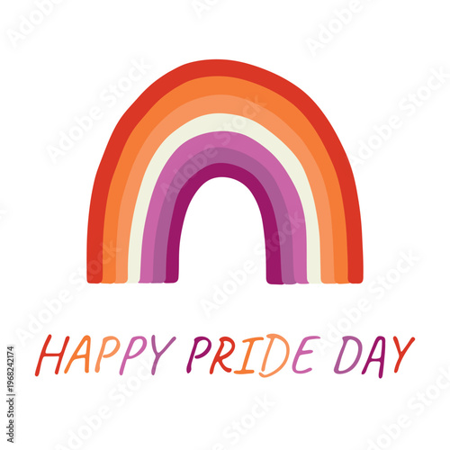 Colorful rainbow shape Lesbian pride flag Happy pride day LGBTQIA community Pride Month Vector hand drawn doodle for posters, stickers, logo, cards