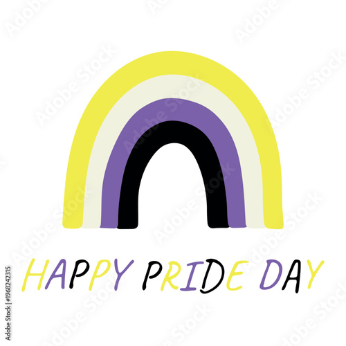 Colorful rainbow shape Non-binary pride flag Happy pride day LGBTQIA community Pride Month Vector hand drawn doodle for posters, stickers, logo, cards