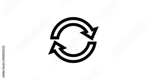 Black Circular Arrows Icon Symbol.