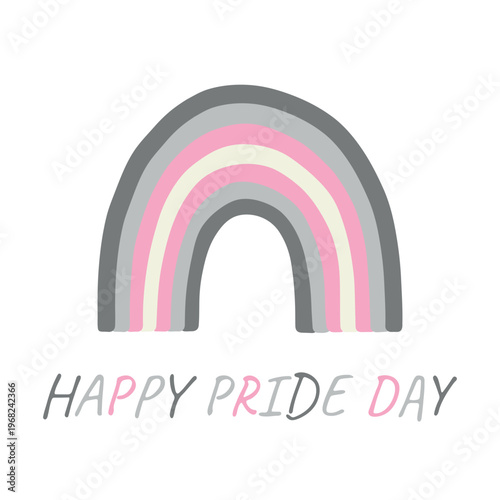 Colorful rainbow shape Demigirl pride flag Happy pride day LGBTQIA community Pride Month Vector hand drawn doodle for posters, stickers, logo, cards