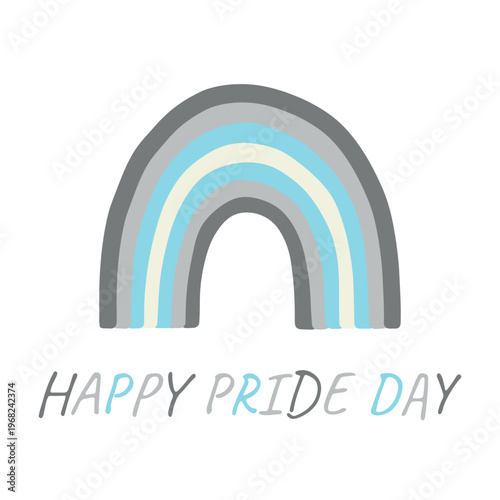 Colorful rainbow shape Demiboy pride flag Happy pride day LGBTQIA community Pride Month Vector hand drawn doodle for posters, stickers, logo, cards