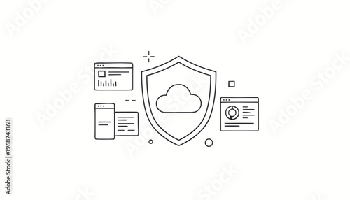 Cloud Security Shield Icon Graphic.
