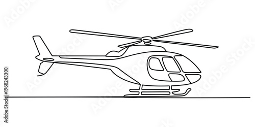 Minimalist One-Line Drawing of a Helicopter