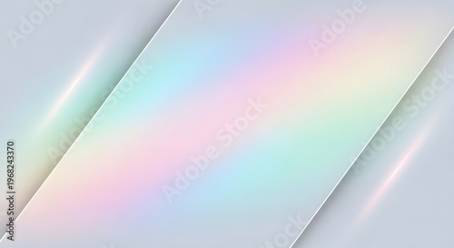 Futuristic holographic gradient background template, subtle rainbow reflections, clean minimal tech composition, glowing edges