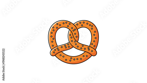 Traditional baked pretzel illustration with salt sprinkles on top for bakery or snack food menu graphic design.