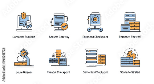 Collection of Colorful Computing and Technology Icons on White.