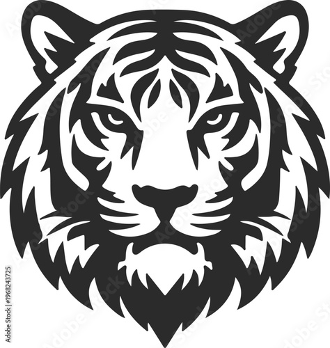 Tiger Silhouette: A striking silhouette of a majestic tiger, exuding strength and dominance, its piercing gaze commanding attention.