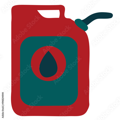 A canister for gasoline, refueling equipment with combustible fuel, a vector drawing of a manual gasoline storage tank.