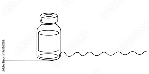 Continuous One Line Drawing of Medicine Vial