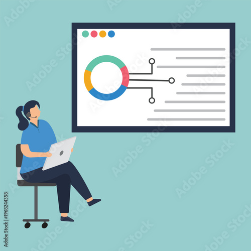 Data Analyst Analyzing Insights: A data analyst, meticulously examining an analytical interface on a laptop. Focused intently, the analyst is immersed in the details.